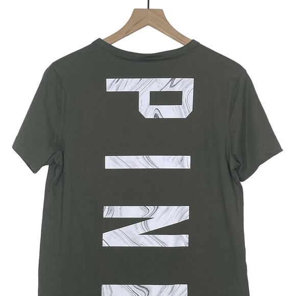 PINK Victoria's Secret Logo Open Neck Olive Green Shirt Top Women's XS - Picture 5 of 8